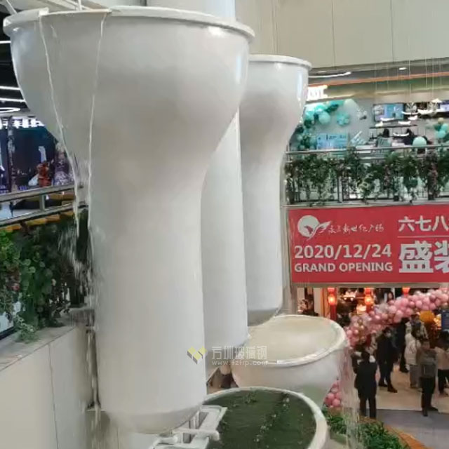 大型玻璃鋼造型柱水景裝飾河北邯鄲永年商場